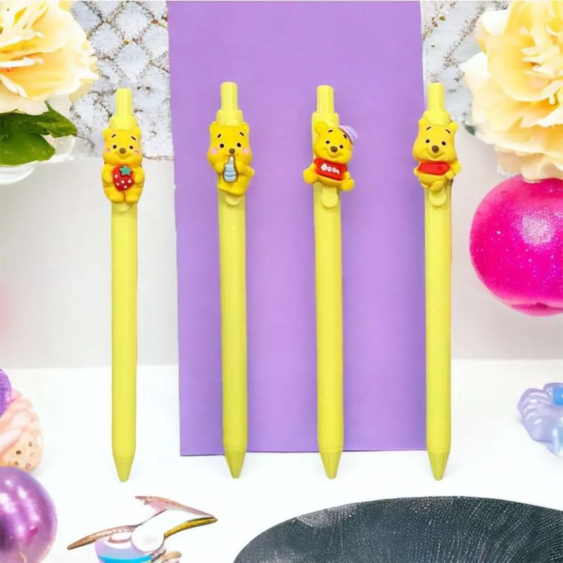 

pena cetekan karakter beruang kuning lucu pulpen motif bear kuning winnie the pooh pena