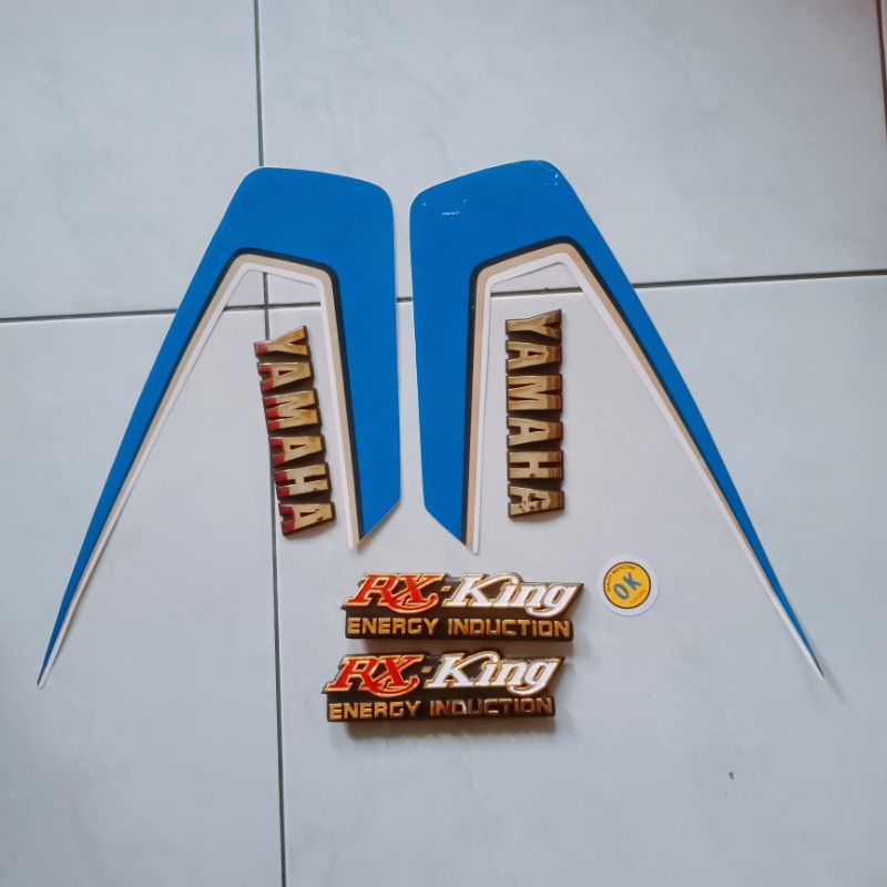 lis body/striping + Emblem Tangki Yamaha RX King cobra 1986 Biru Muda kw