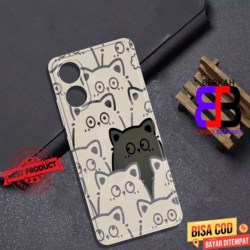 Soft Case Clear Opoo A17 - Casing Oppo A98 Terbaru Berkah Sukses [ CARTOON CAT ] Silikon Hp Oppo A18