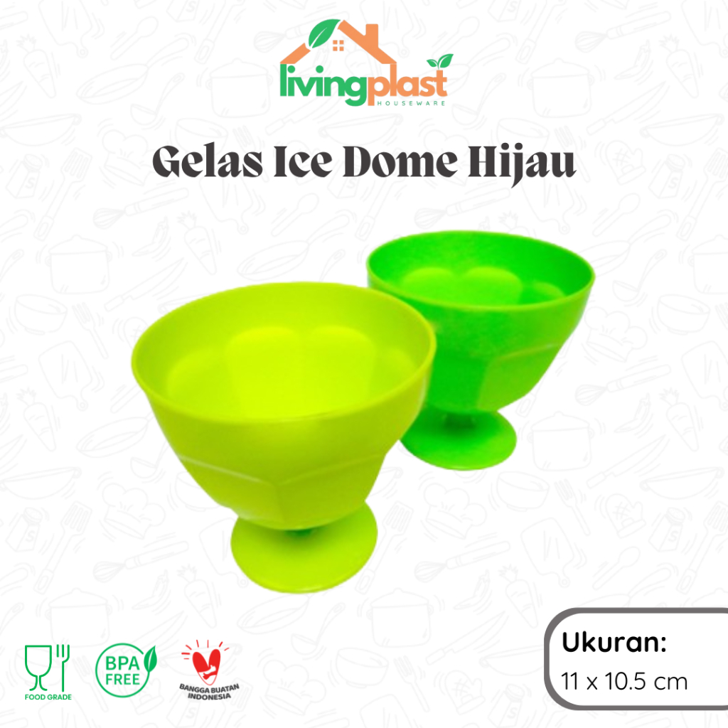 Gelas Ice Dome Hijau / Gelas Es Buah / Cangkir Es Buah / Gelas Es Buah Plastik / Mangkok Es Buah