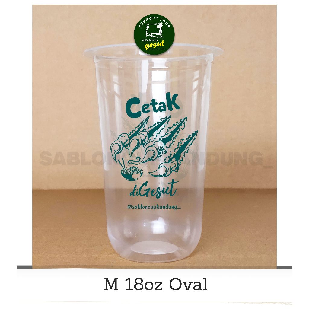 Sablon Cup 18oz Oval Sablon Plastik Cup Sablon Cup Minuman