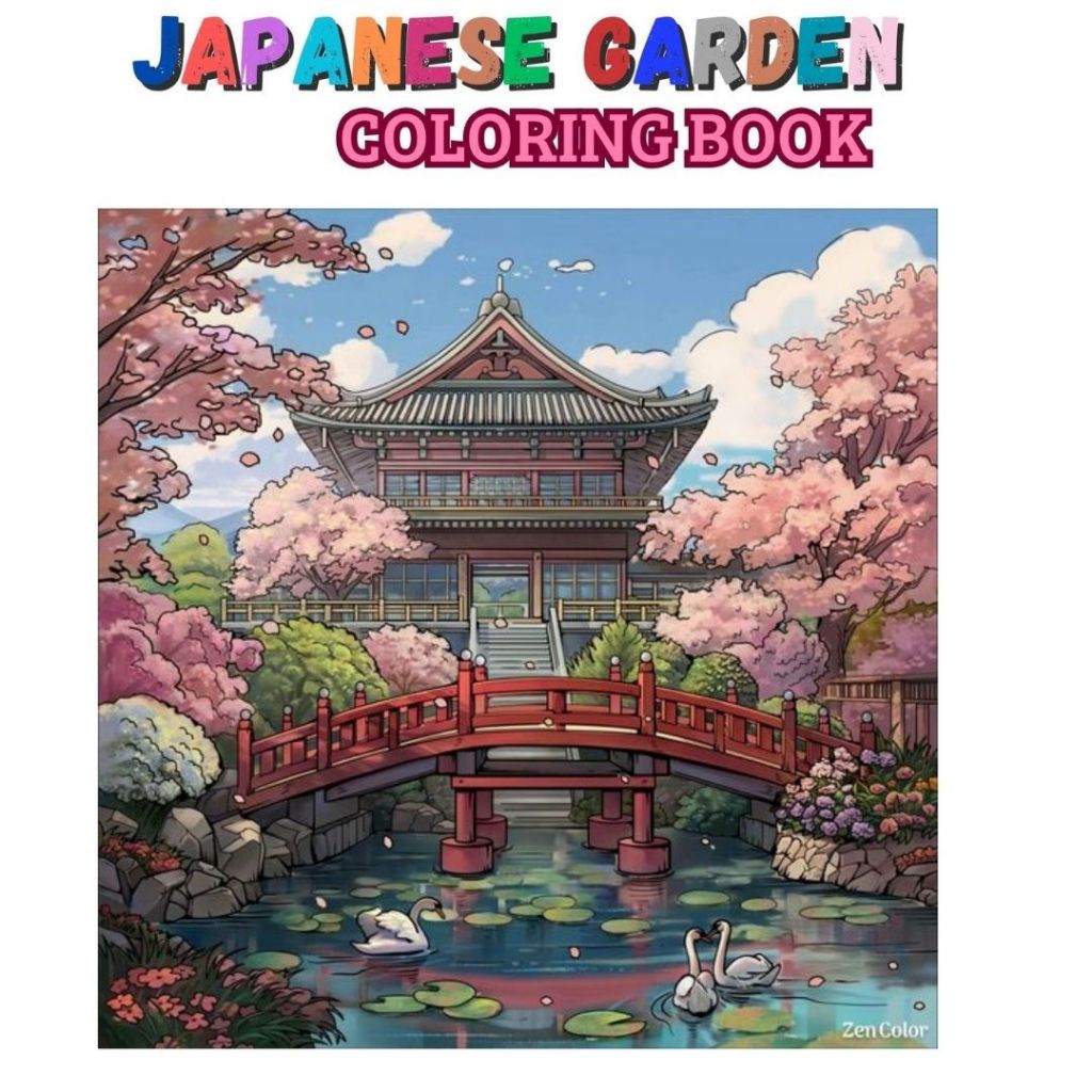 

JAPANESE GARDEN Coloring Book Buku Mewarnai Anak Remaja Dewasa Healing Relaxing Activity BC Tebal