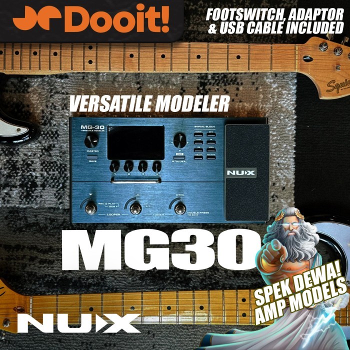 NUX MG 30 / MG30 / MG-30 Multi Effect Pedal Digital Efek Gitar Elektrik, Akustik & Bass Original