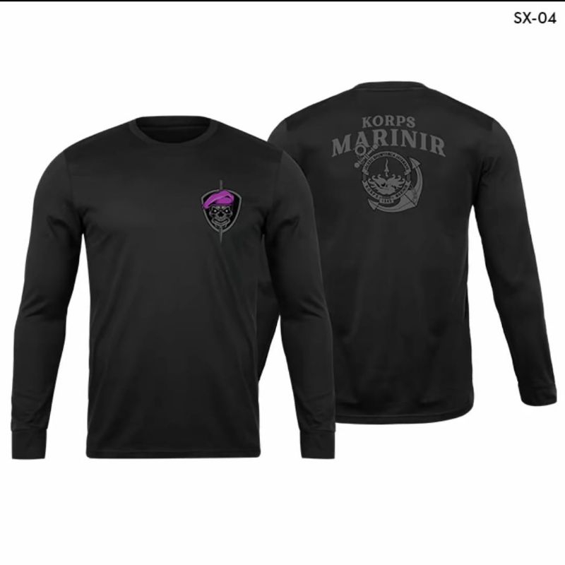 KAOS LENGAN PANJANG KOPRS MARINIR BARET UNGU MODEL TENGKORAK