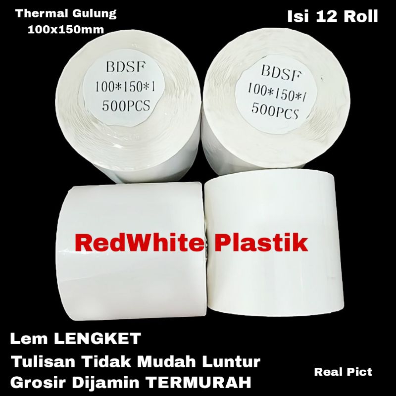 

Label Stiker Thermal Roll/Gulung Uk 100x150mm Isi 12 Roll Kertas Thermal Termurah