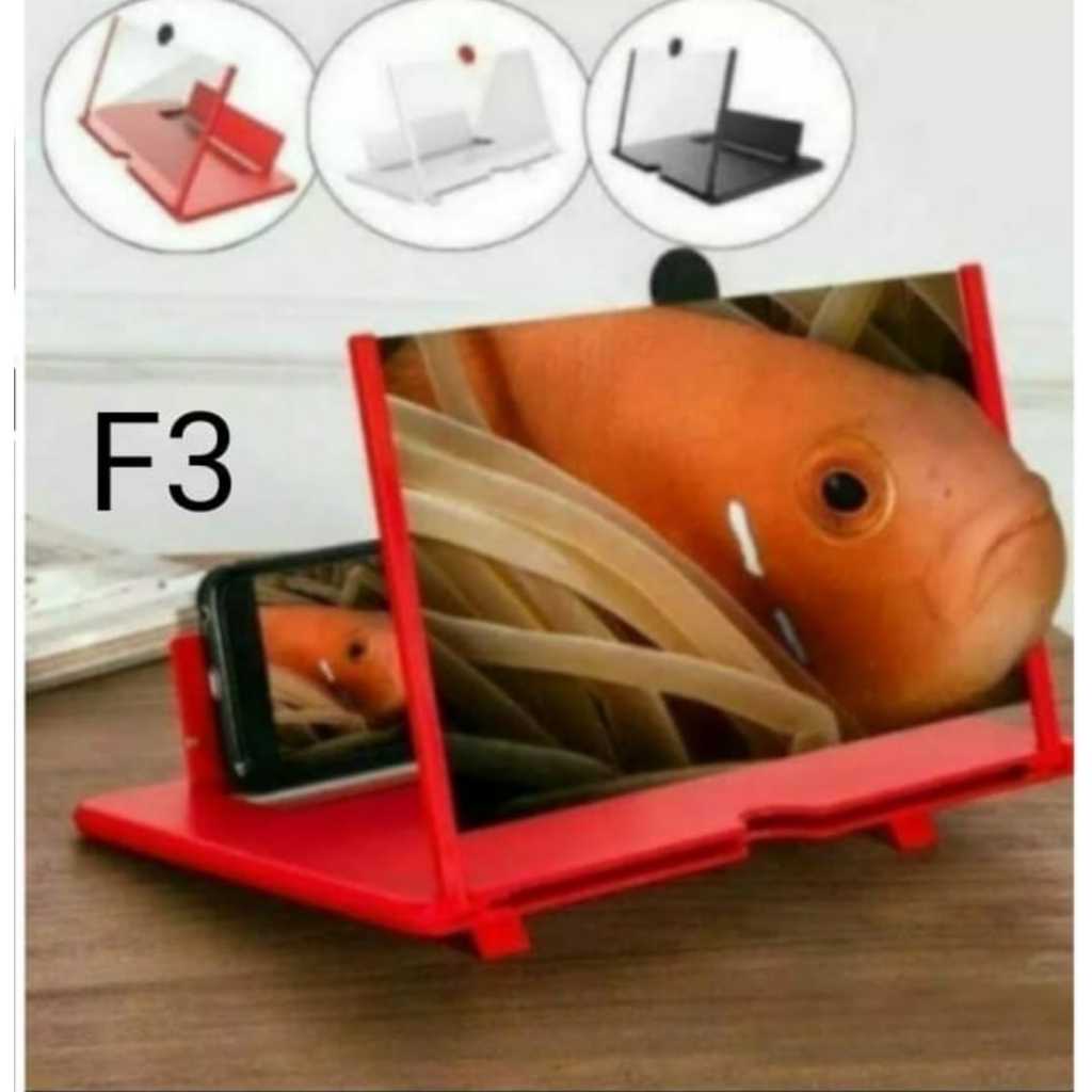 BIOSKOP MINI KACA PEMBESAR LAYAR F3 SMARTPHONE 3D STAND HANDPHONE ALL HP