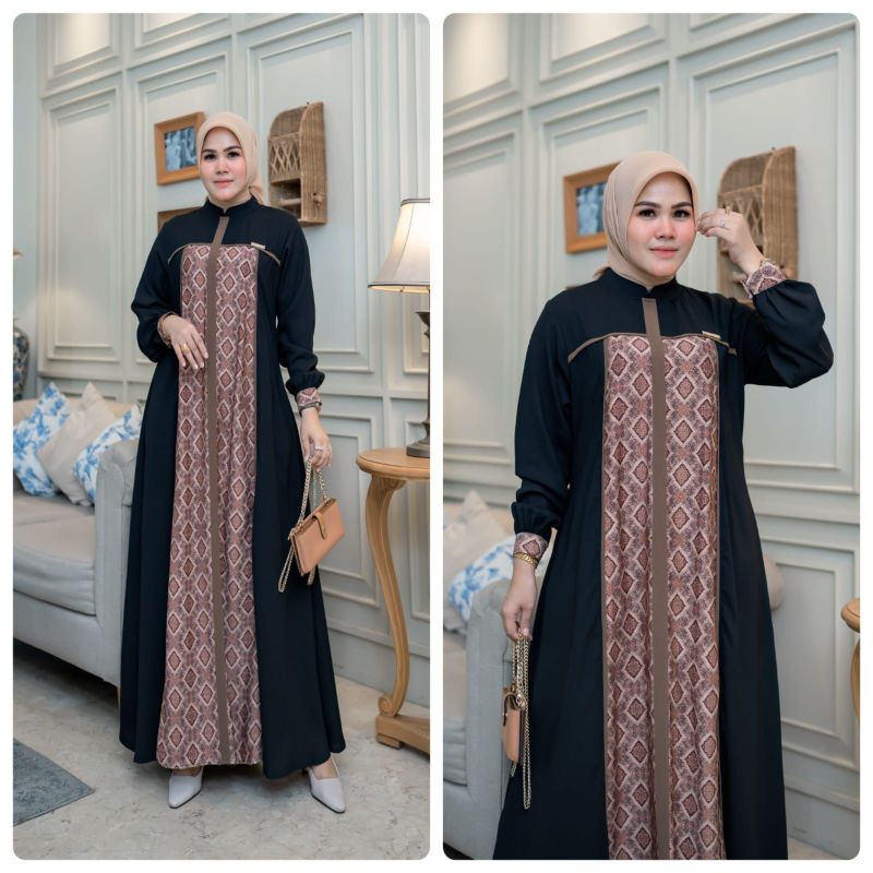 Arsyakayla Mazaya Dress | Gamis Abaya Hitam Motif Cantik | Gamis Daily