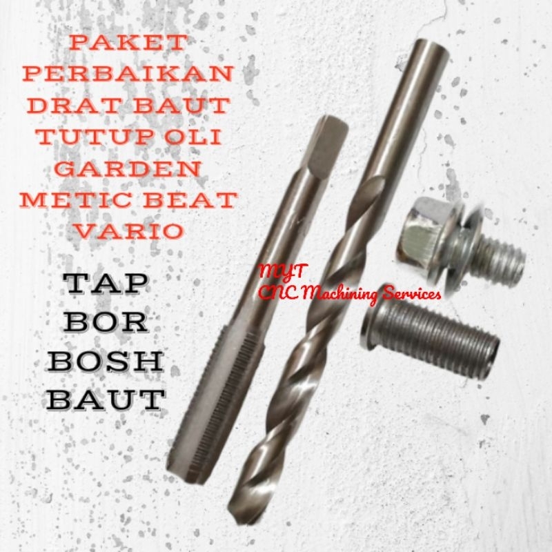 Paket Tap Bor Bos Baut Tutup Oli Gardan Motor Metik Bit Vario Cocok Untuk Kunci 12