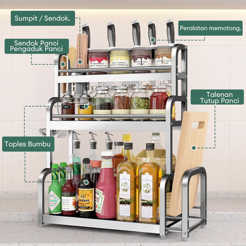 big promo rak dapur stainless rak bumbu dapur rak bumbu stainless steel rak bumbu dapur estetik