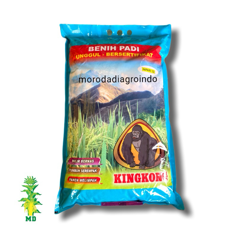 Benih Padi Unggul Bersertifikat INPARI 32 Cap Kingkong kemasan 5kg.