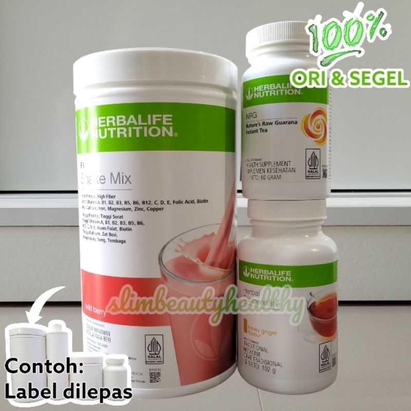 LEPAS LABEL- PROMO diskon Paket Isi 3 Produk ( Shake, Thermo, NRG ) Herballife Asli Ori