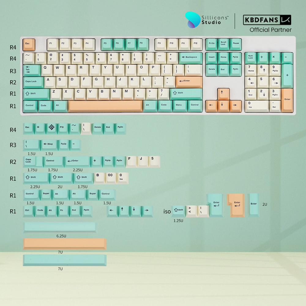 Keycaps Keycap Kbdfans Simple Green PBT Dyesub dye sub Cherry Profile