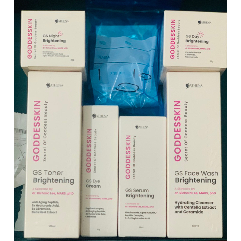 GODDESKIN BRIGHTENING SERIES NEW , SUNSCREEN, EYE CREAM , WT KAPSUL BY GODDESKIN ATHENA dr Richard L