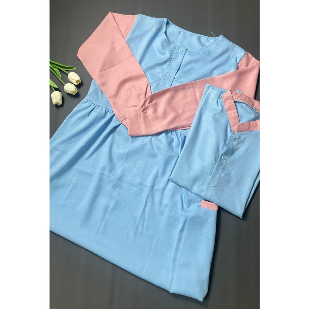 Baju Couple gamis, couple lucu, couple biru Preloved