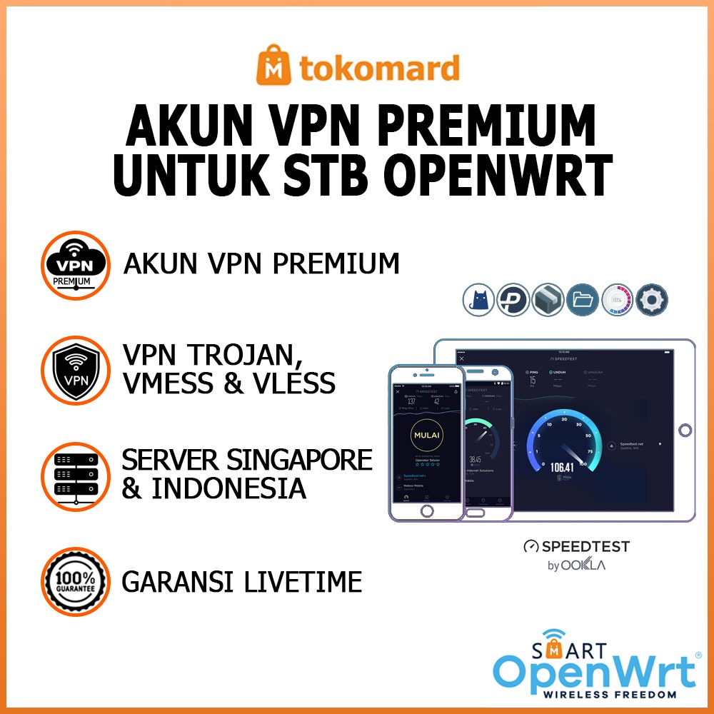 Akun VPN Premium STB OpenWrt Akun VPN Trojan, Vmess, Vless Server Singapore,  Indonesia Bergaransi