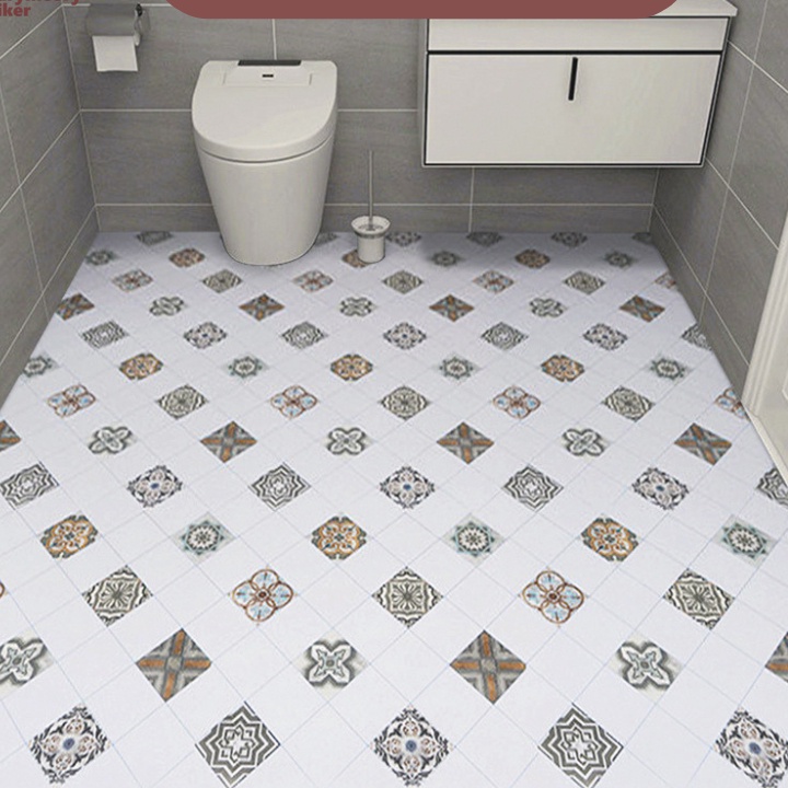 Stiker Lantai Kamar Mandi Wallpaper Tahan Air SelfAdhesive 2m Menebal NonSlip Lantai Stiker Lantai D