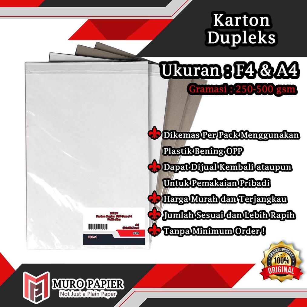 

PER PAK ISI 2 Karton Dupleks 25 gsm A4 F4 by ro Papier