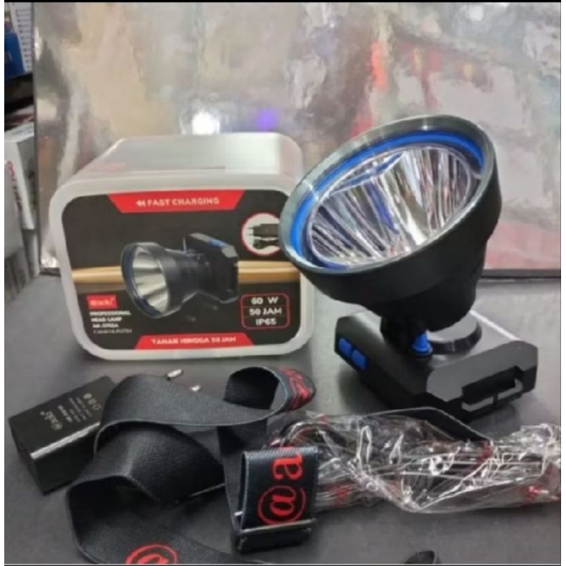 Senter Kepala Aoki 3702 Senter Kepala Aoki 60 Watt Ring 88 mm 9000 Mah Tahanan Hingga 50 Jam Berkual