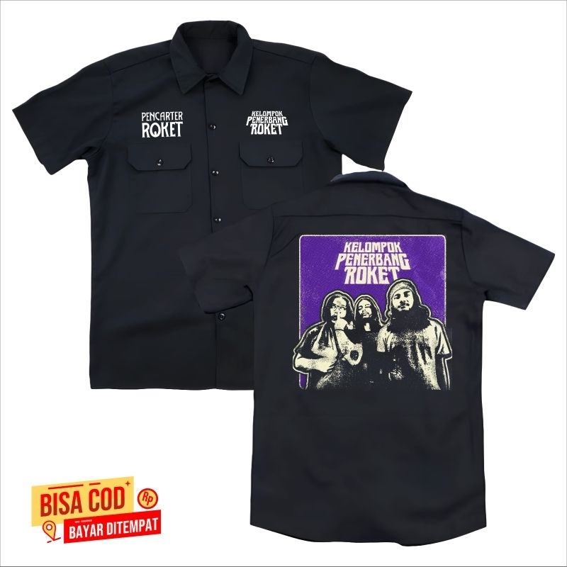 kemeja WORKSHIRT band KELOMPOK PENERBANG ROKET original distro bandung - kemeja pendek CASUAL band K