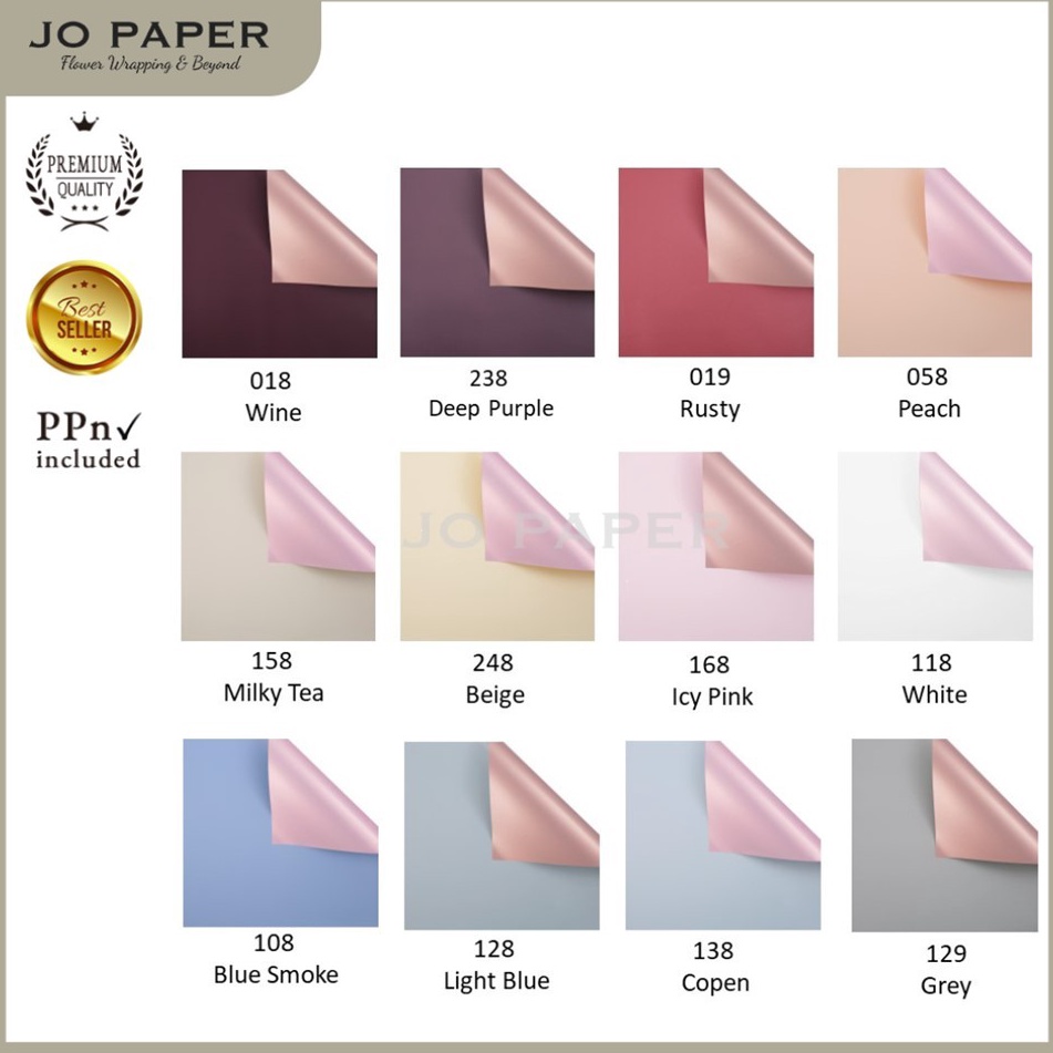 

2 LEMBAR Flower Wrapg Paper Bi Color Rose Gold Cellophane Kes Bunga Korea