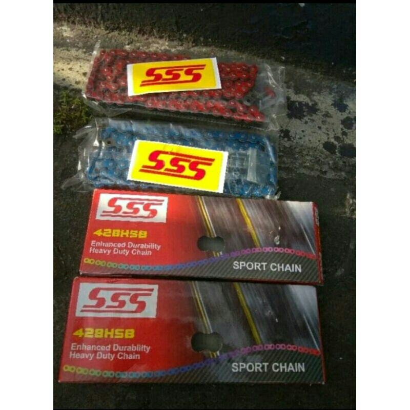RANTAI SSS 428-130 WARNA BIRU DAN MERAH RANTAI 428 SSS