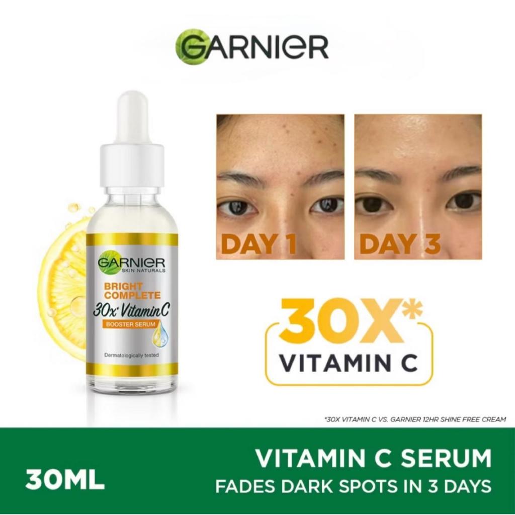 Garnier Bright Complete Vitamin C 30x Booster Serum 30ML - Mencerahkan Noda Hitam dan Bekas Jerawat