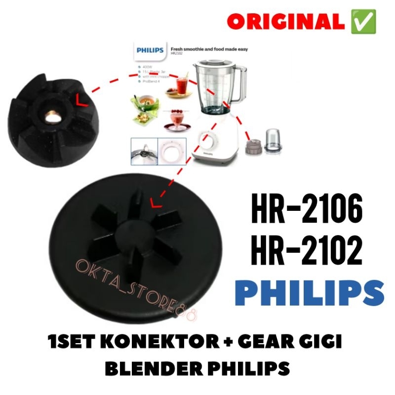 SET GEAR GIGI KONEKTOR BLENDER PHILIPS HR-2106 , HR-2102 ORIGINAL