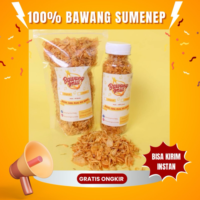 

Bawang Goreng Original Botol & Plastik 120gr - 100% Bawang sumenep / bagor / bagor ori / bawang imut