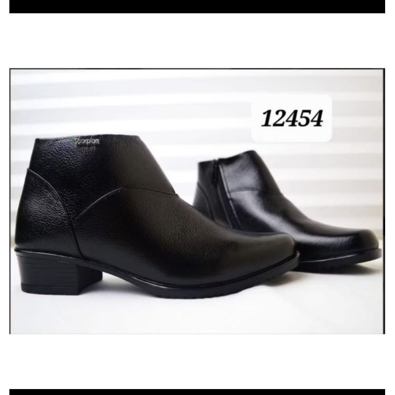 Sepatu Scorpion - 12454 Sepatu Kulit Boot Wanita Hak 3.5cm