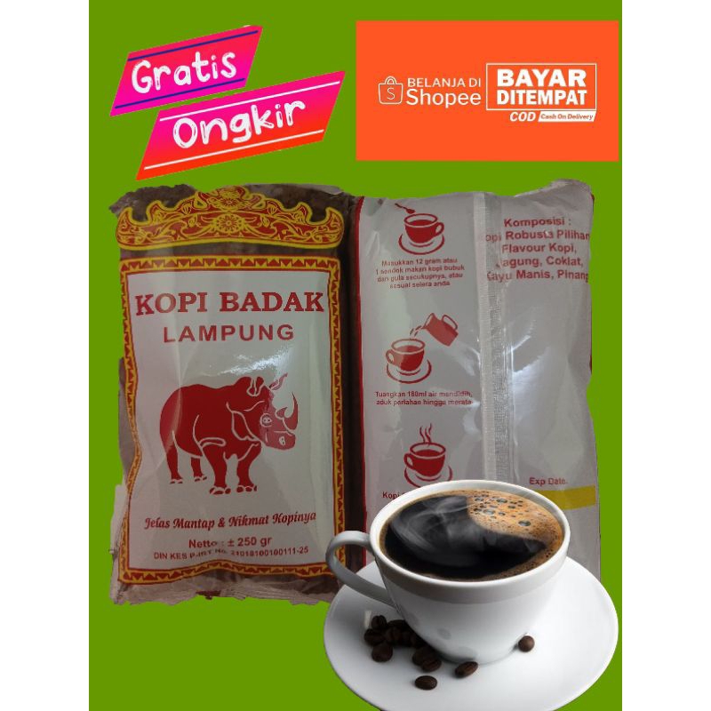 Kopi Badak Lampung atau Kopi Khas Lampung Kopi Bubuk kemasan praktis dari Sumatera Lampung