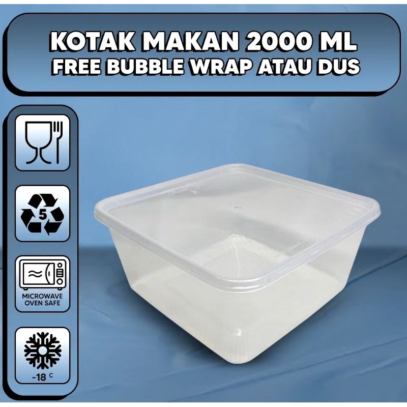 (25 PCS) Thinwall Food Container Box mika kotak makanan bening uk 2000 ML