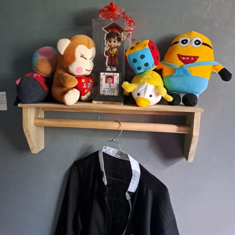 rak kayu minimalis cantelan baju rak serbaguna 40cm