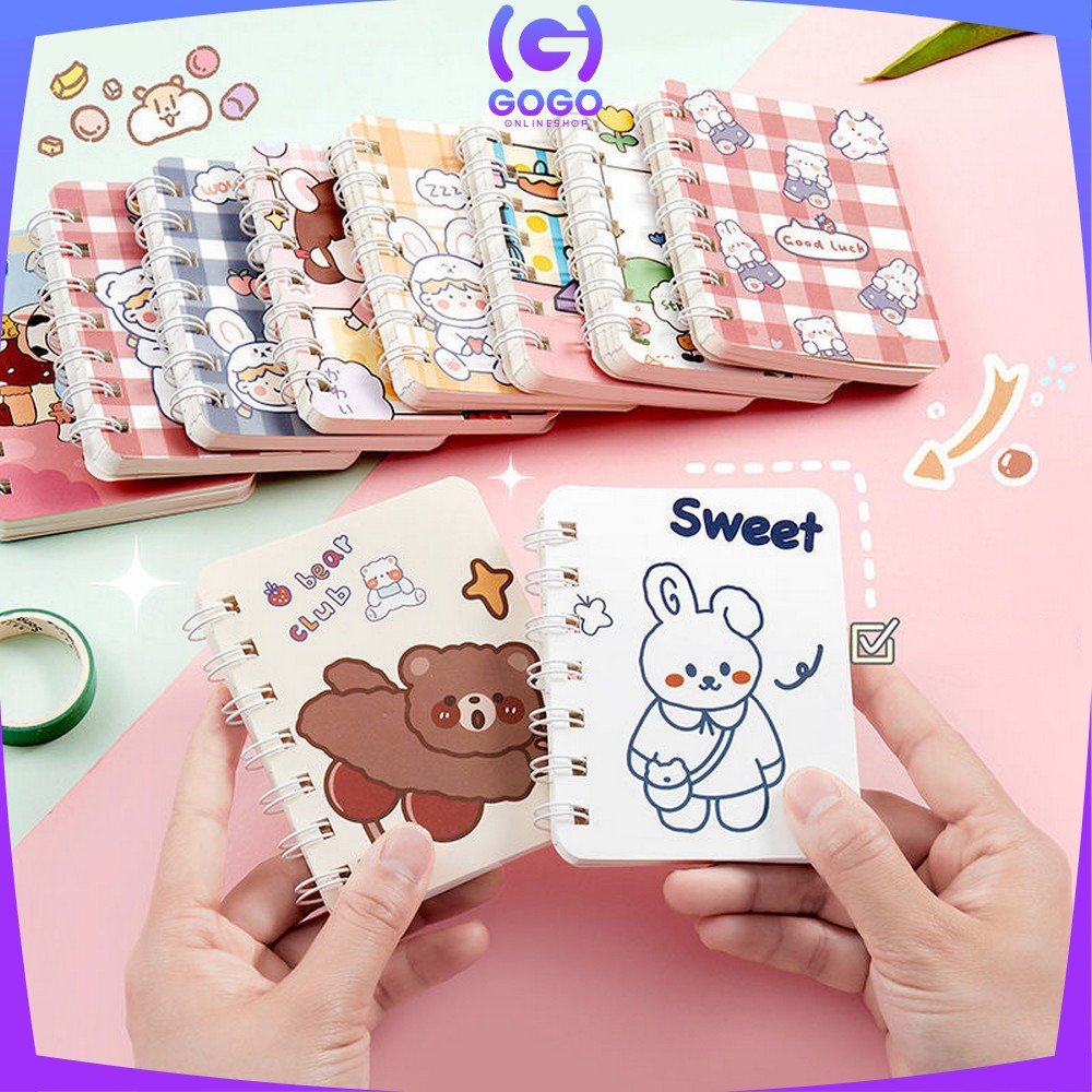 

GOGO-A58 Buku Catatan Kartun Memo Kecil A7 80 Lembar / Buku Kecil Notebook Ring Motif Notepad / Buku Mini Alat Tulis Portable