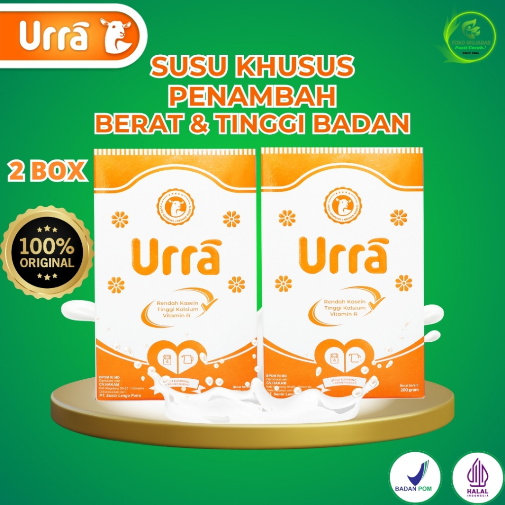 

URRA Susu Kambing Saneen Premium 200gr Rendah kasein Penambah Tinggi Badan dan Berat Badan - 2 Box
