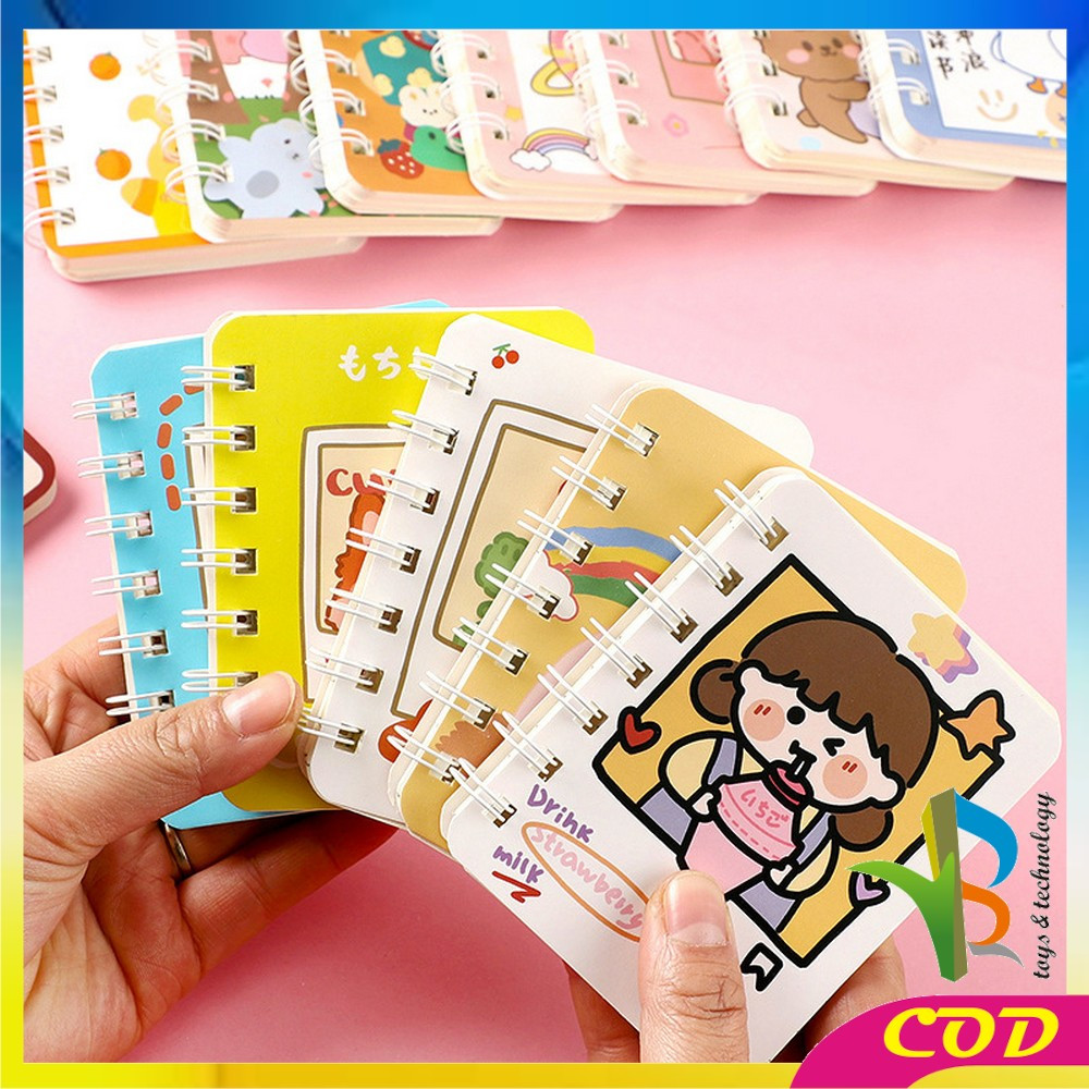 

RB-A58 Buku Catatan Kartun Memo Kecil A7 80 Lembar / Buku Kecil Notebook Ring Motif Notepad / Buku Mini Alat Tulis Portable