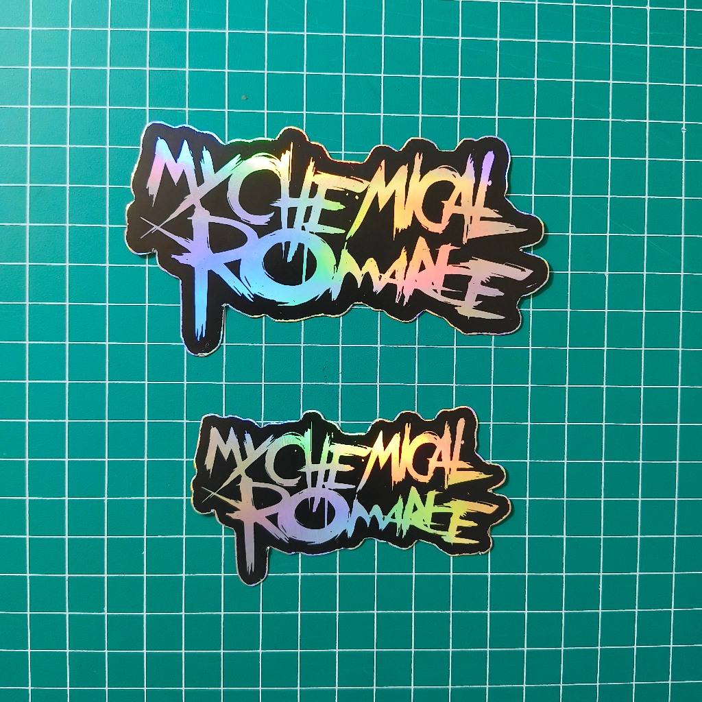 

(2 pcs) Sticker Series HOLOGRAM MY CHEMICAL ROMANCE BLACK LOGO | Vinyl Laminasi anti air | ArtiStick Merch