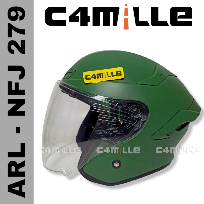 HELM ARL PANDORA SOLID HIJAU ARMY DOFF HALF FACE
