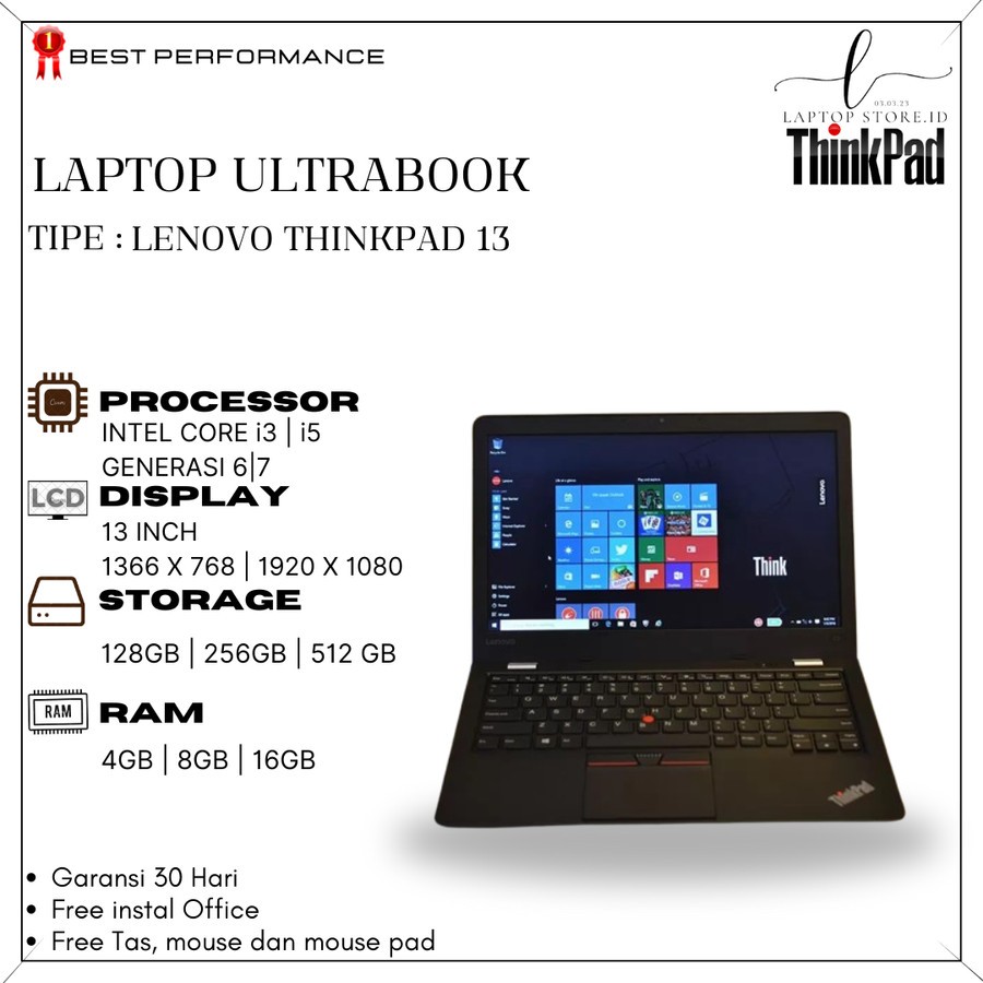 LENOVO THINKPAD 13 INTEL CORE i3 / i5 | RAM 8GB | SSD 256GB | ULTRABOOK | LAPTOP MURAH | ORIGINAL SE