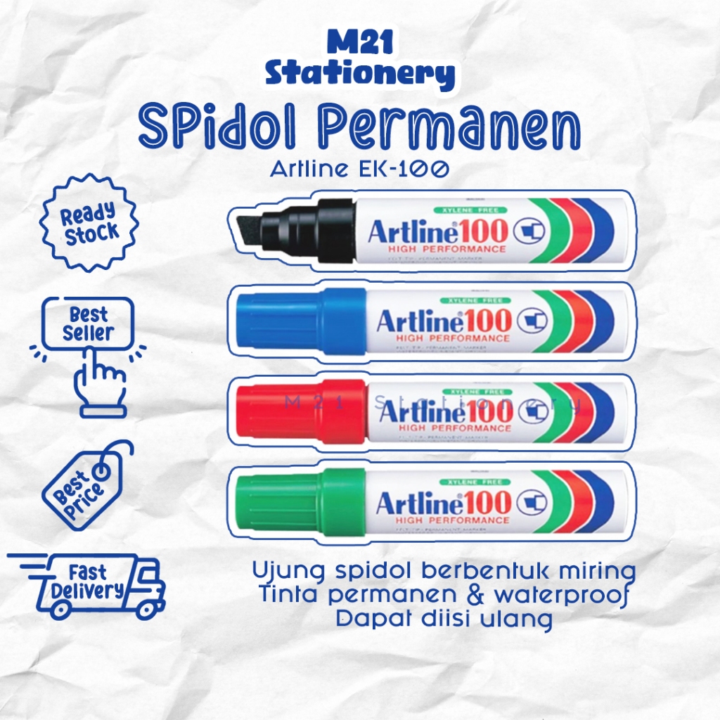 

(1 PCS) SPIDOL PERMANEN ARTLINE EK-100 / UJUNG LEBAR 12MM JUMBO EK100 TINTA HITAM MERAH BIRU SPIDOL JUMBO BESAR TINTA TAHAN AIR SPIDOL LEBAR PERMANENT TAHAN LAMA MARKER / M21 STATIONERY JOGJA