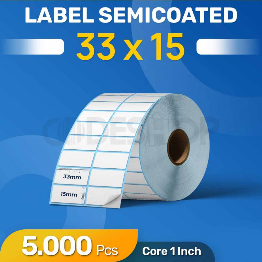 

Label Semicoated Barcode 33 x 15 Isi 5000 PCS 2 Line 33x15