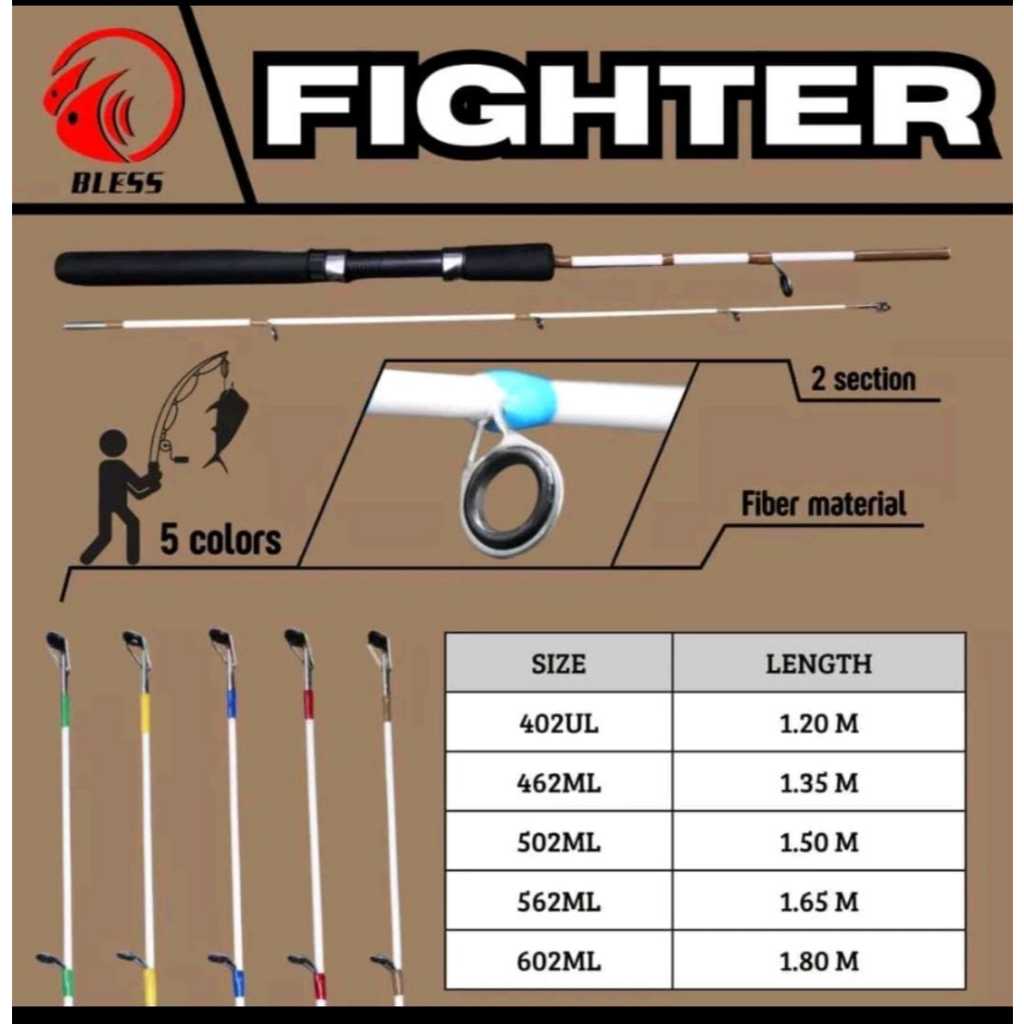 Joran Bless Fighter Light 502 562 602 / Joran Fiber Murah / Action Medium Light / Lentur