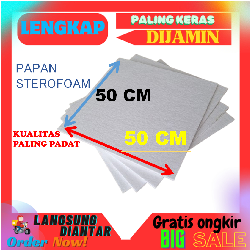 

50x50 cm papan sterofoam lembaran sterofoam styrofoam tebal 1cm 2 cm 3 cm 4 cm 5 cm