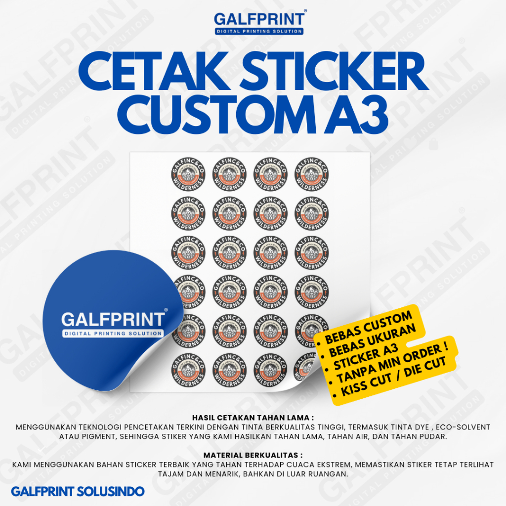 

GALFPRINT JASA CETAK STICKER CUSTOM A3 TERMURAH