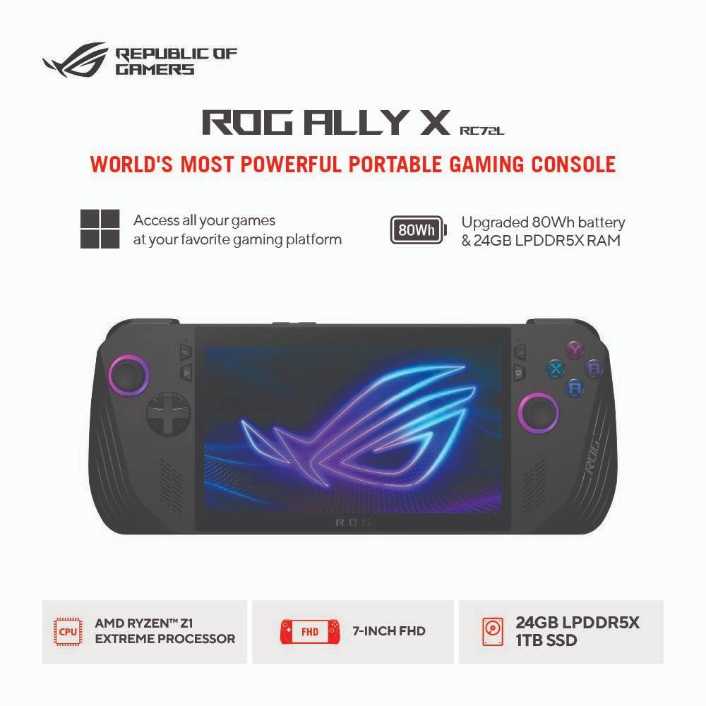 Asus ROG ALLY X RC72LA-R2RADA6T [AMD Ryzen Z1 Extreme|RAM 24GB|SSD 1TB|Win11|BNIB|Garansi Asus Indon