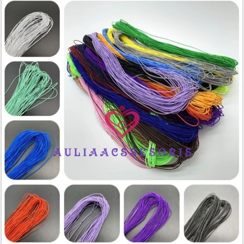 Tali Karet Elastis Bulat Warna 1mm Unuk Membuat Gelang Tasbih Kerajinan Craft