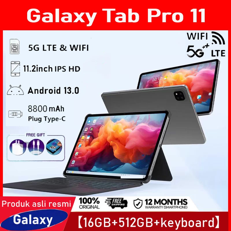 Tablet baru 11.2inch【16GB+512GB】Galaxy Tab Pro11 untuk pembelajaran dan hiburan kantor ultra tipis S