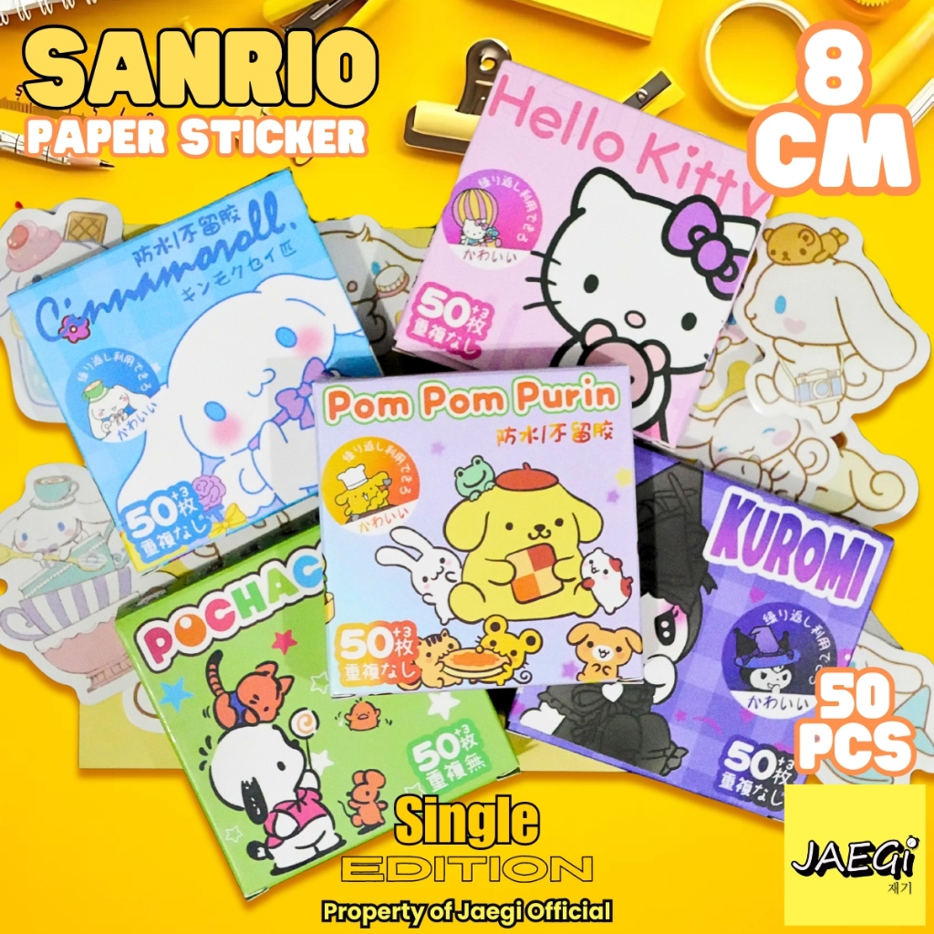 

JAEGi - Sanrio Paper Sticker Box Single Sticker Premium isi 50 Pcs