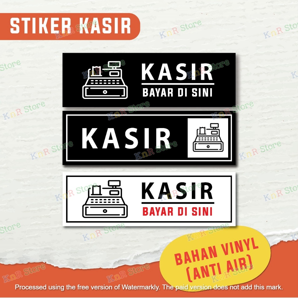 

STIKER SIGN LABEL KASIR BAYAR DISINI WATERPROOF