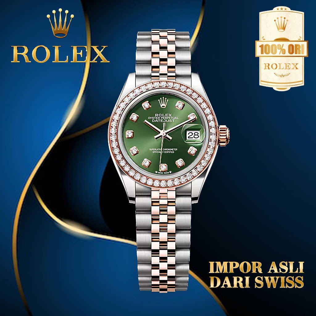 Wanita Rolex Datejust Oyster Perpetual Swiss 100% Original mengimpor jam tangan mekanis asli resmi