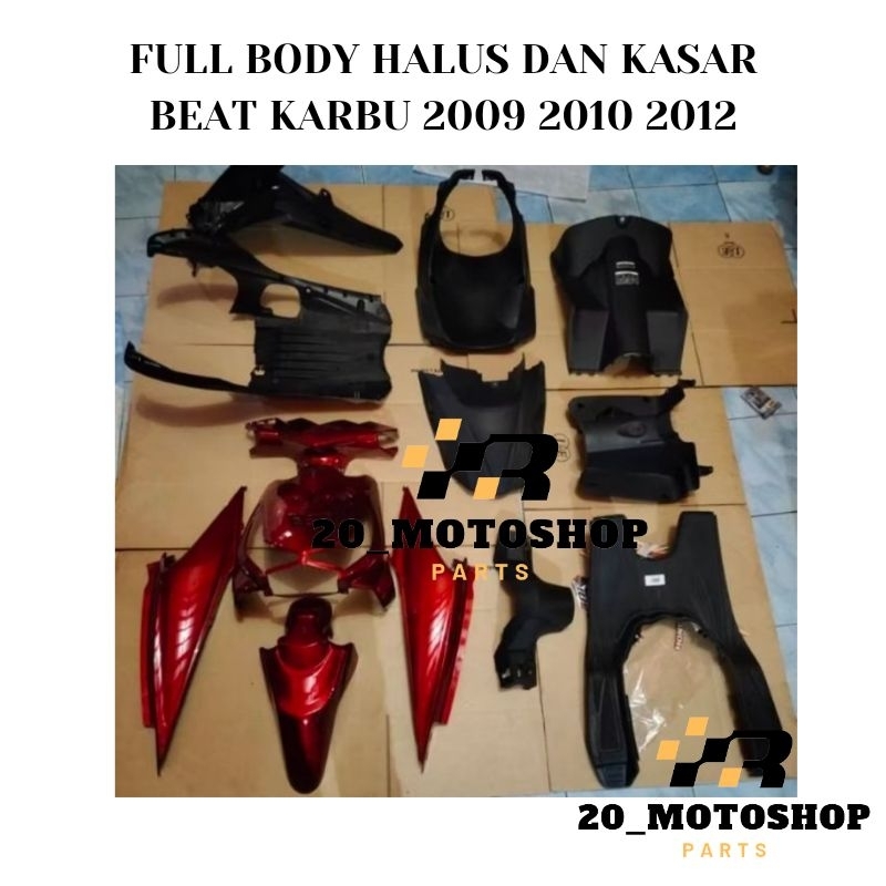 COVER FULL SET BODY HALUS KASAR MOTOR HONDA BEAT KARBU LAMA 2008 2010 2012 warna Merah Maroon